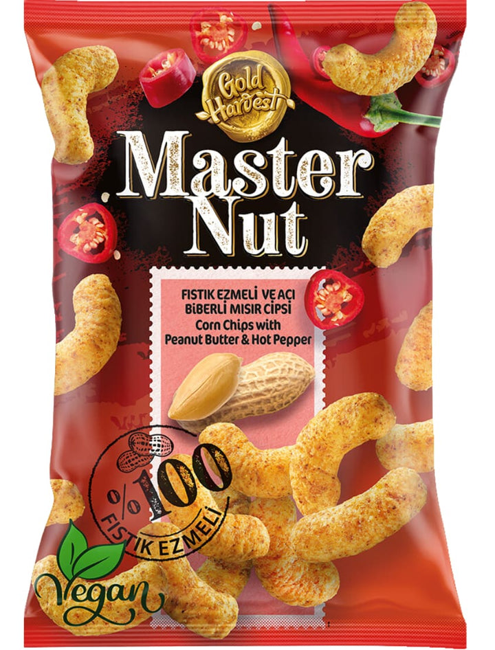 7128 Master Nut Corn Chips with Peanut Butter Hot Pepper 12x165g - 13